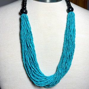 Seed bead multi strand necklace beach cruise necklace black turquoise